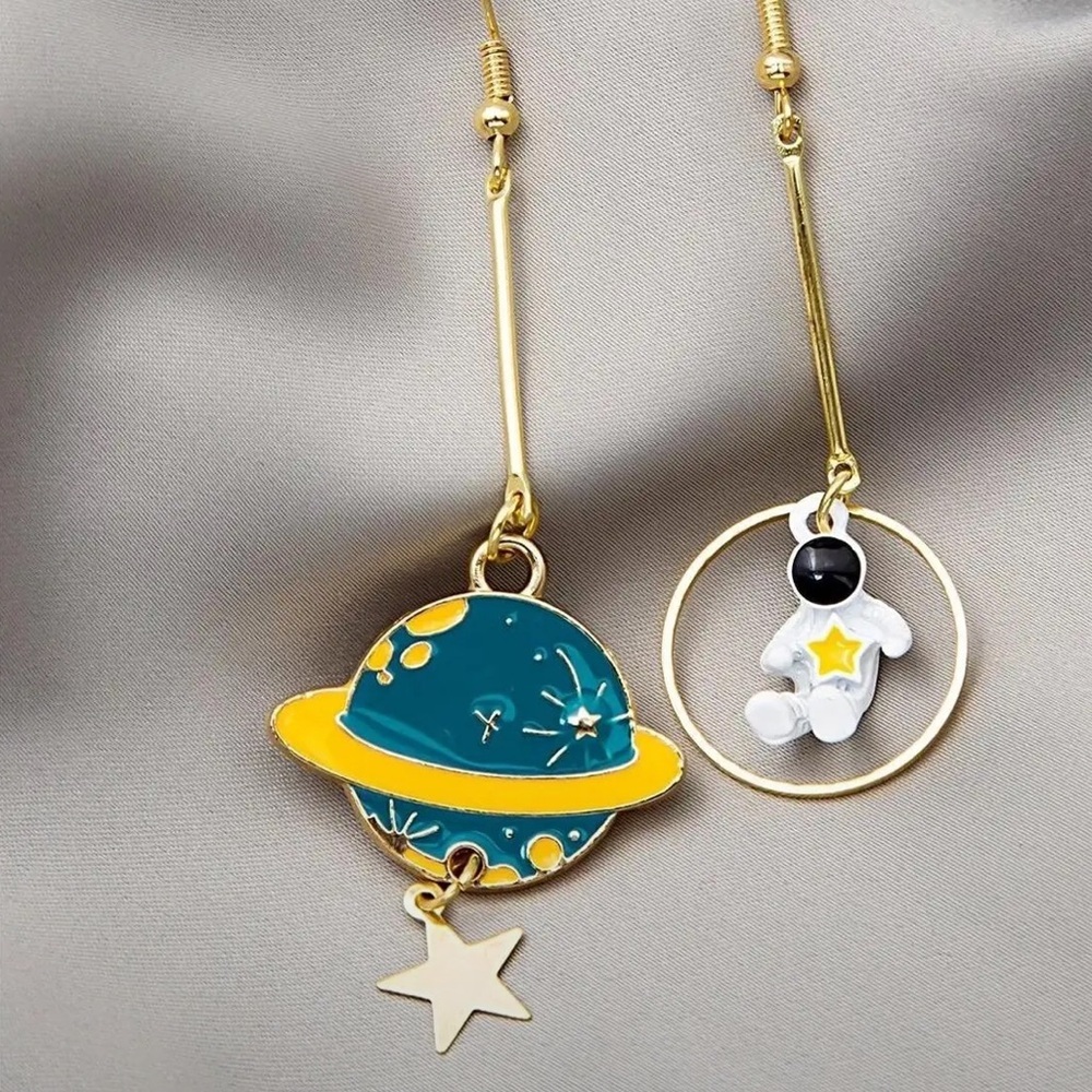Asymmetric Star and Astronaut Earrings